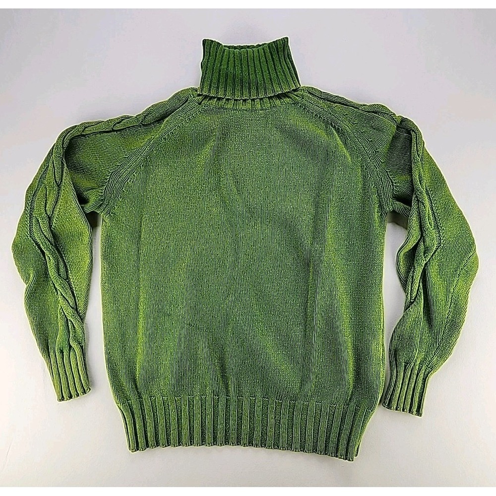 Vintage Diesel Women's Cable Knit Size‎ M Pullover Turtleneck Sweater Green